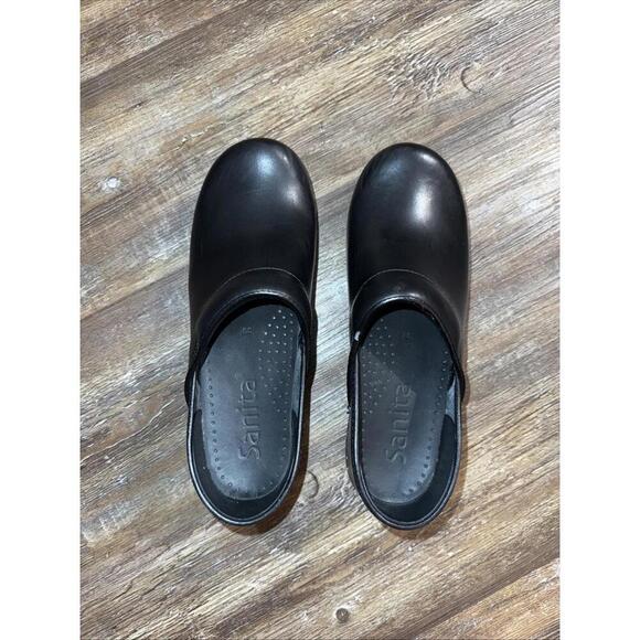 Sanita Danish Leather Black Clogs Workwear Nursing Doctor Minimalist Basic 39 - Picture 12 of 13
